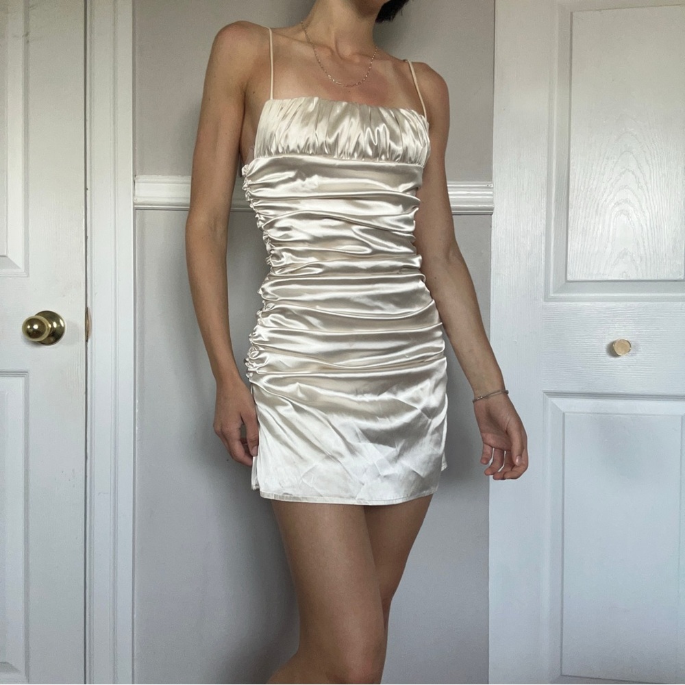 Champagne Satin Mini Dress